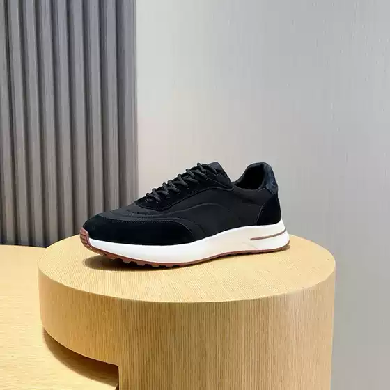 Casual Men's Shoes Genuine Leather Cloth Breathable Flats Lace-Up Lp Trendy Comfortable Sports 2025 Spring New European Station