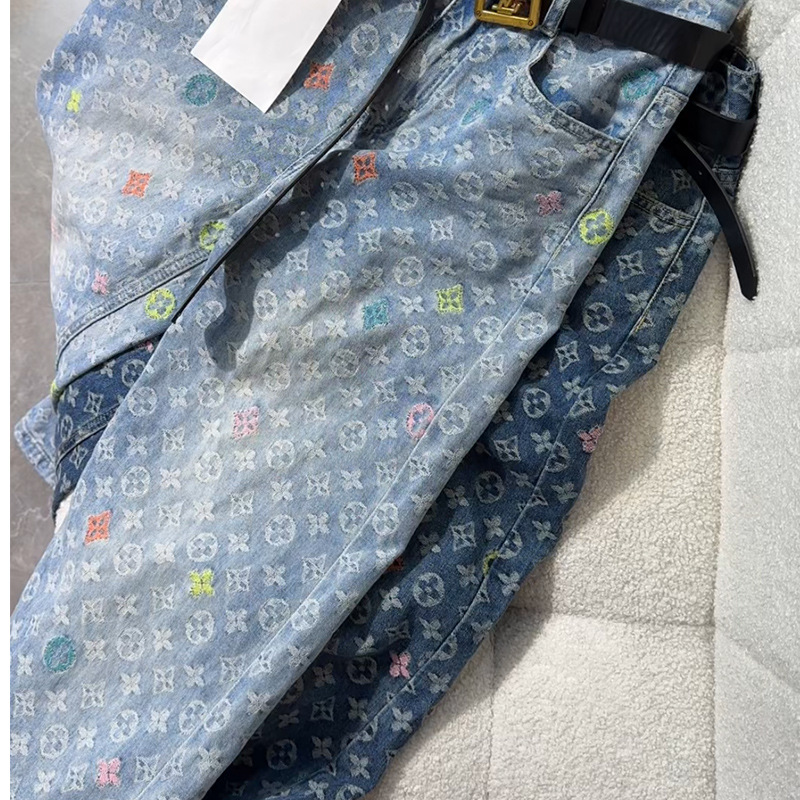 Jeans for Women 2025 Autum New Ins Classy Jacquard Loose Slimming Look Long Floor-Length Wide-Leg Long Pants