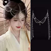 Аксессуар для волос Hanfu, этническая китайская шпилька с цепочками и бусинами, лёгкая 0,04 кг