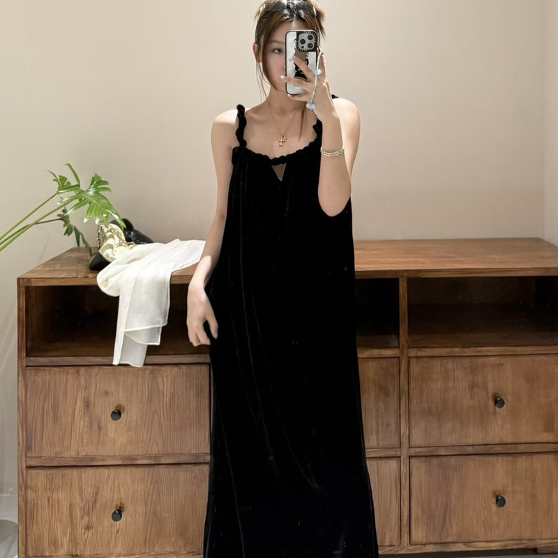 Looks Great for Everyday Wear or Travel Outfits. Handmade Braided Shoulder Straps, Silk Velvet Slimming Slip Dress. 81