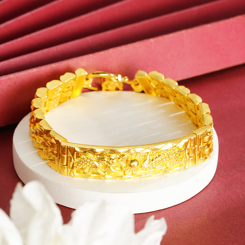 Brazalete en relieve de dragón de oro de Vietnam no se desvanecerá joyas de mano de verano masculinas accesorios Yiwu no se desvanecerán al por mayor