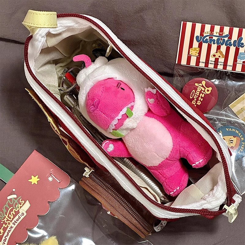 かわいいコントラストカラーステッチ鉛筆バッグ高価値インスタイル大容量女の子痛バッグ文具箱食品鉛筆箱子供|undefined