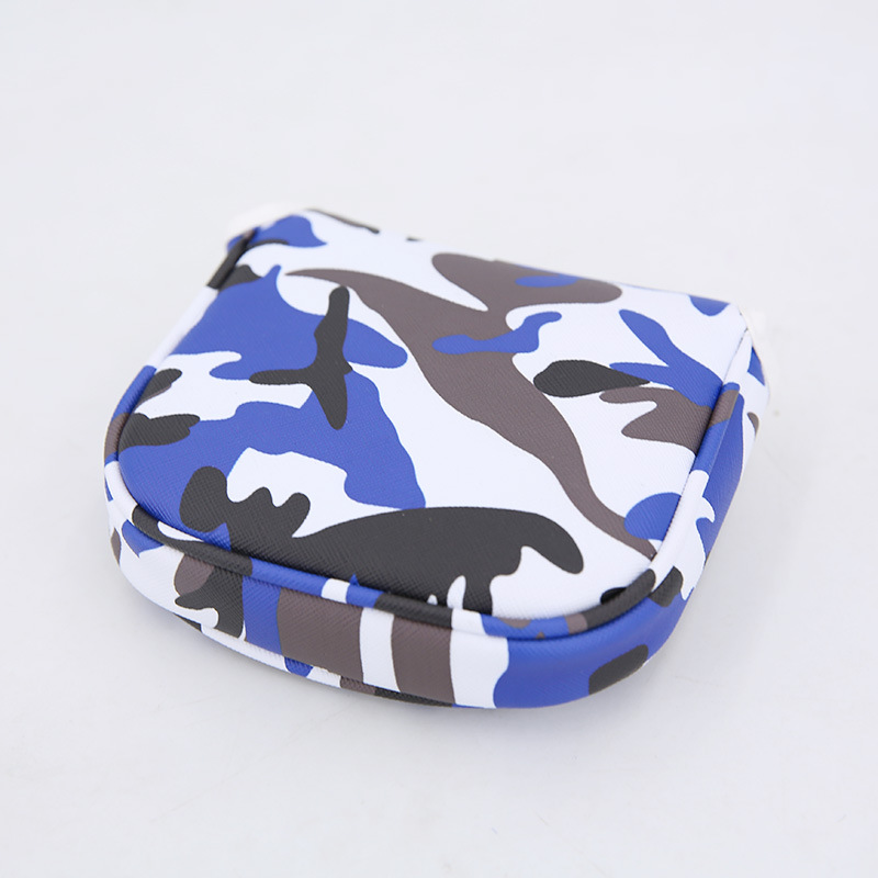 Camuflaje azul Golf binaural putter cubierta PU a prueba de lluvia cabeza de la varilla cubierta protectora Plaza putter tapa cubierta fábrica al por mayor