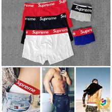 jm@欧美国潮牌内裤男士棉四角平角裤时尚性感红色本命年学生