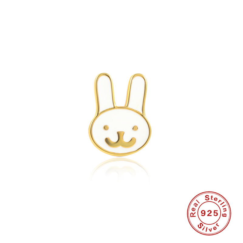 1 Pièce Style Simple Lapin Panda Carotte Placage Argent Sterling Boucles D'Oreilles display picture 10