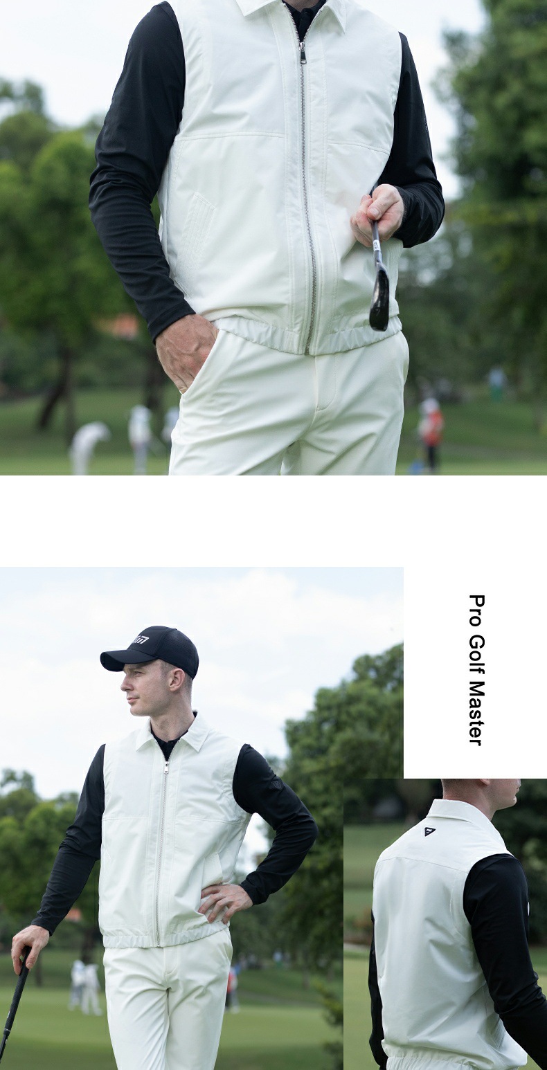 Áo ghi lê golf nam PGM chống gió giữ ấm cổ bẻ — Áo vest trắng YF725 chi tiết 9