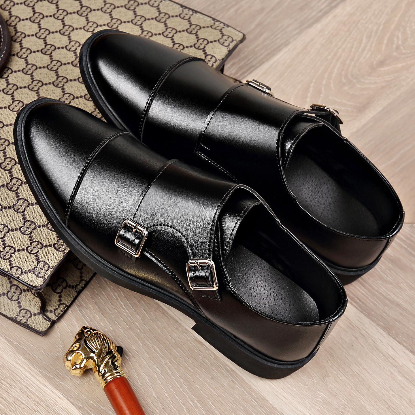 2025 nuevo botón elástico primavera y otoño zapatos de cuero para hombres zapatos de cuero blando comerciales de un solo zapato transfronterizo clásico zapatos casuales de tamaño grande