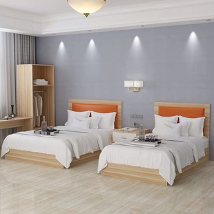 Apartment Furniture Simple Modern Plate Bed Mattress Soft Bed Matching Hotel Furniture Hotel Bed Full Set Rental Room