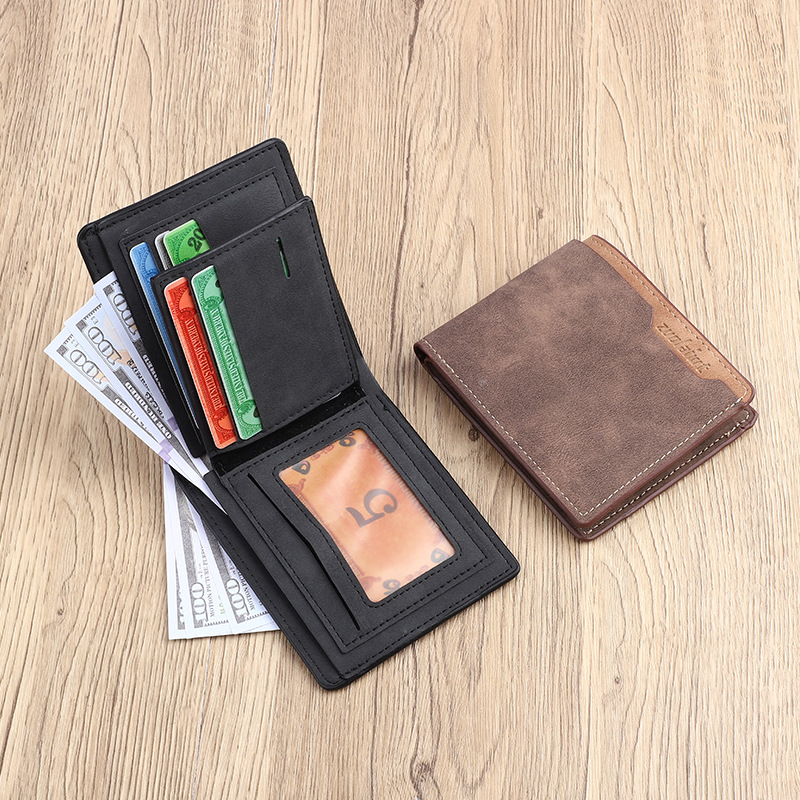 Nuevos productos transfronterizos europeos y estadounidenses monedero de hombre esmerilado corto multifuncional multi-tarjeta de moda de alta calidad pu cartera pequeña