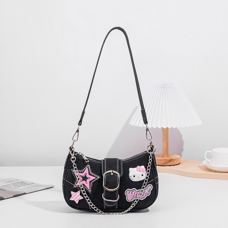 Cross-Border New Millennium Sweet Cool Hot Girl Chain Baguette Armpit Bag Niche Design Cute Commuting Portable Shoulder Bag Cross-Border New Millennium Sweet Cool Hot Girl Chain Baguette Armpit Bag Niche Design Cute Commuting Portable Shoulder Bag