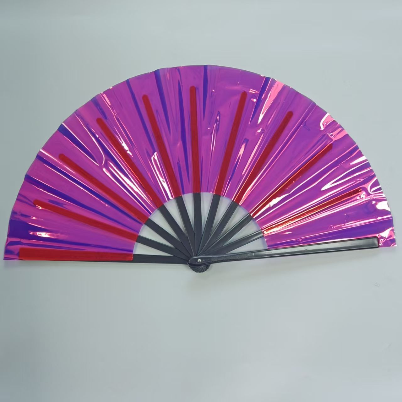 Nuevo abanico láser de PVC de venta caliente transfronterizo abanico de Tai Chi abanico de Kung Fu plegable holográfico concierto abanico colorido