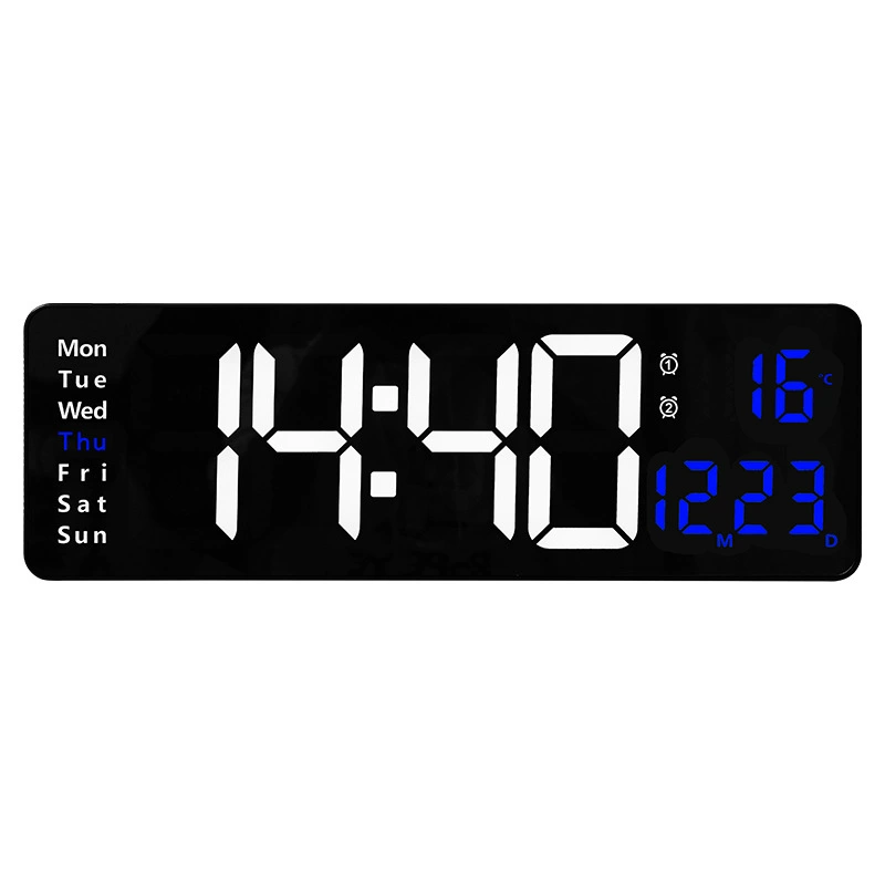 LED Wall Clock 6626, 16-inch Large Screen, Temperature & Alarm, Nordic Minimal
