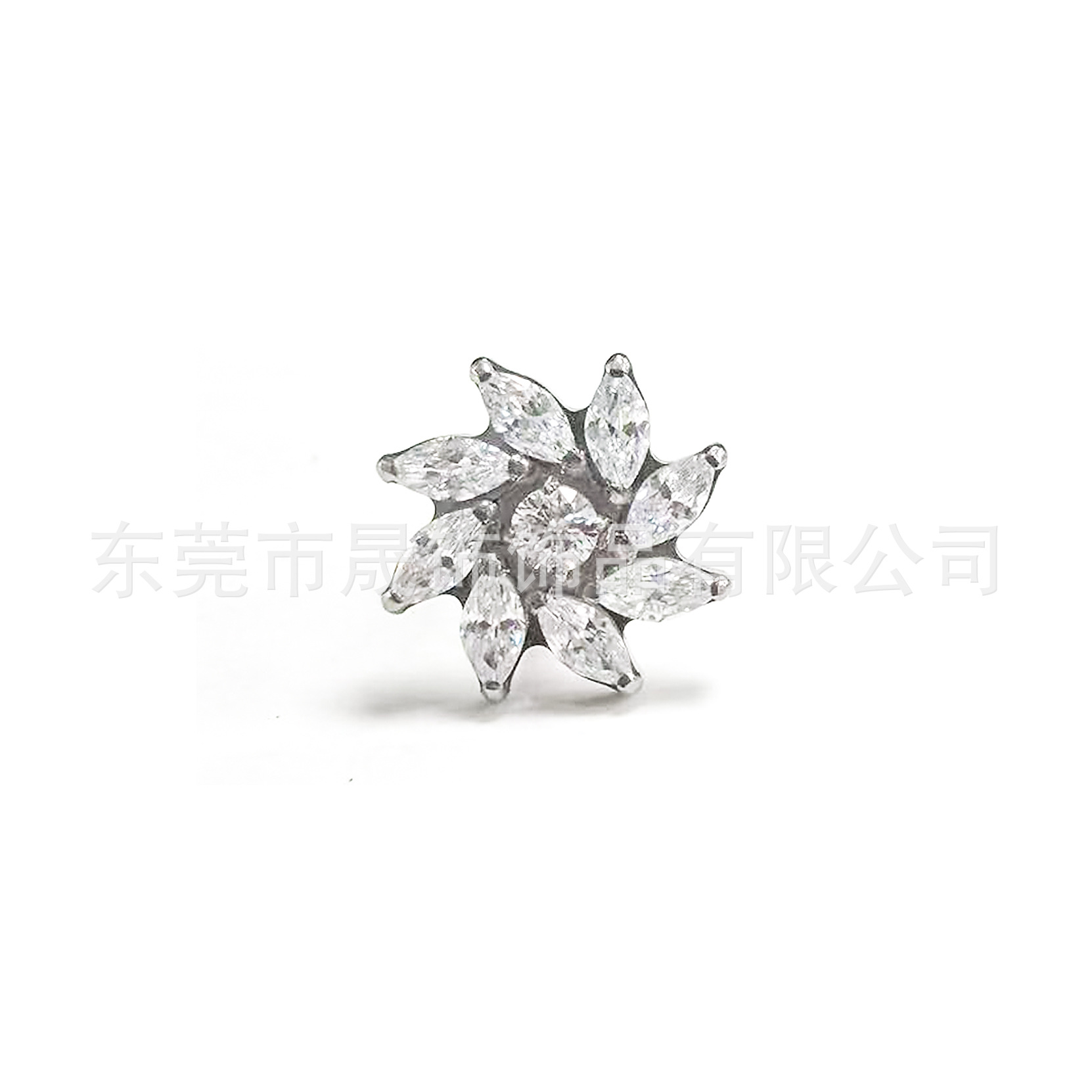 F136 Titanium 旋转风车 Ear Stud Flower Ring 型 Helix Cartilage Stud G23 Implant Grade Titanium Cubic Zirconia Labret Stud Tongue Barbell Piercing Jewelry