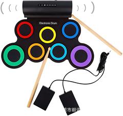 Electronic Rainbow Drum Set for Adults and Children Beginners Portable Electronic Drum Practice Hand Roll Electronic Drum