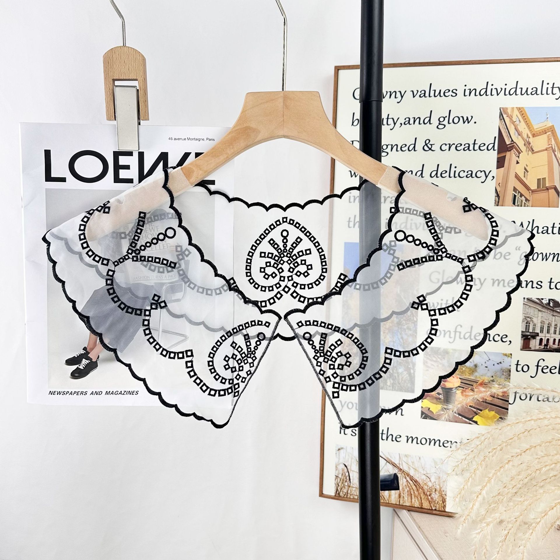 Accesorios de ropa nuevos niños encaje falso collar niños bordados flores ropa de una sola capa ropa infantil decoración de vestido