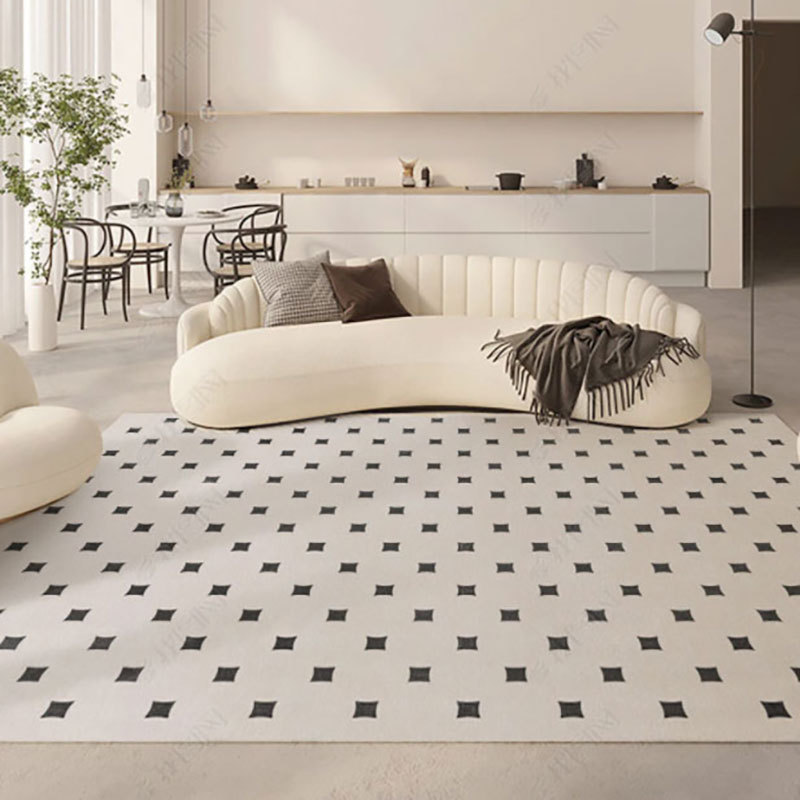 Alfombra de la sala de estar a cuadros francés mesa de café en casa manta antideslizante puerta dormitorio absorbente resistente a las manchas buena alfombra de cuidado
