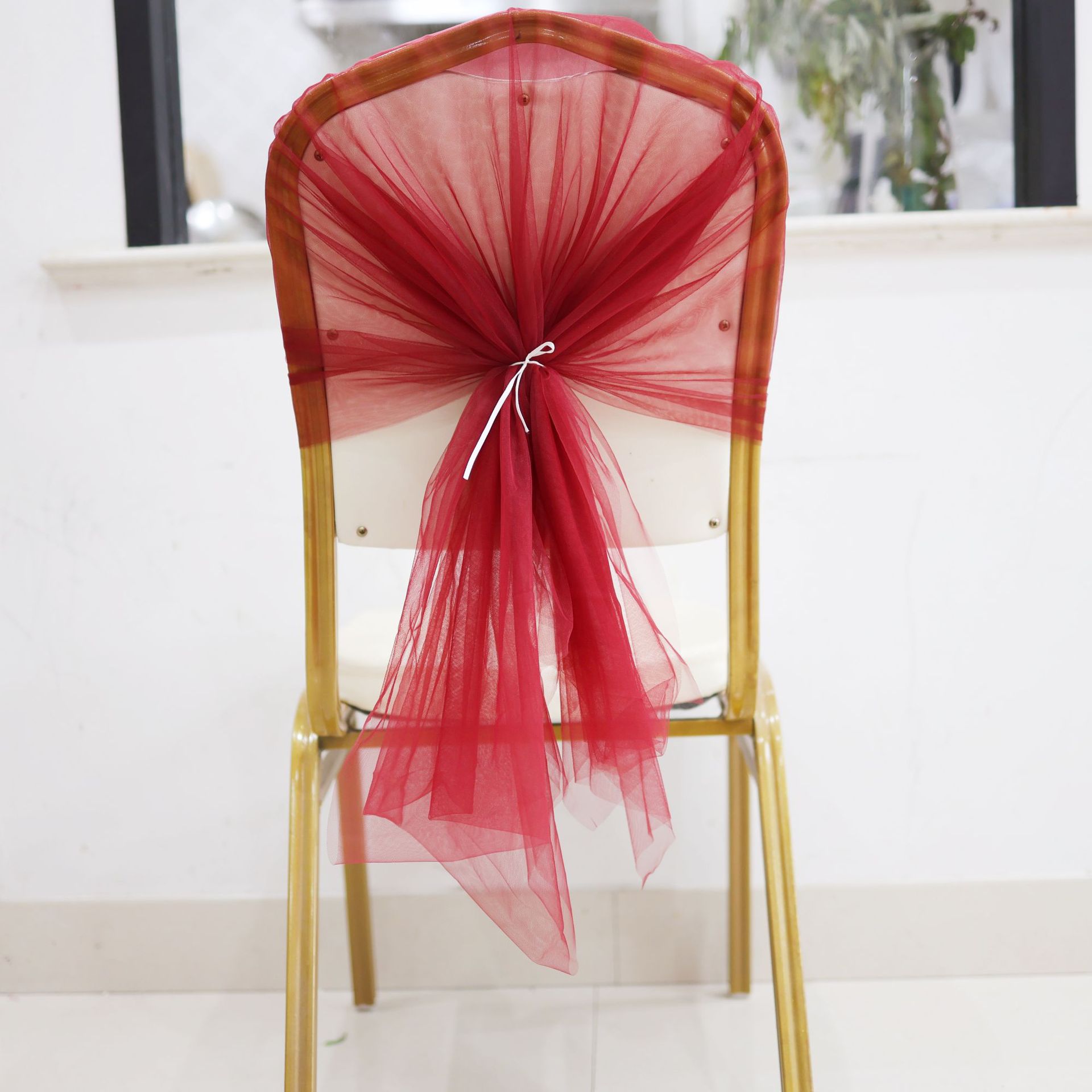 Transfronterizos silla trasera cubierta silla de decoración cintas de tela de banquete