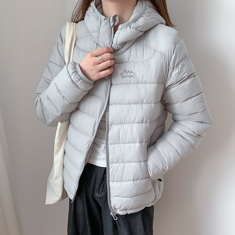 Winter Ribbed Petite Cotton Jacket 2025 New Short Lightweight Warm Cotton Coat Ultra-Light Hooded Cotton Outerwear