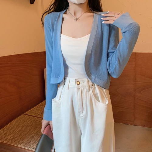 Thin air-conditioning shirt sun protection sweater for women 2024 early summer new outer cardigan jacket lazy drape top