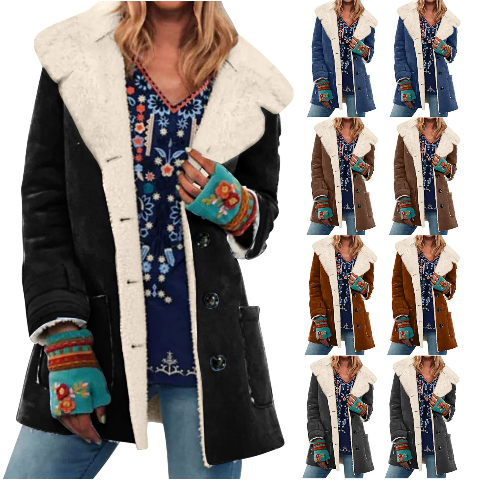 Европейские и американские женские пальто для осени и зимы, популярные товары на AliExpress, теплые хлопковые куртки с флисовой подкладкой, утолщенные и подходящие для ношения как верхняя одежда.