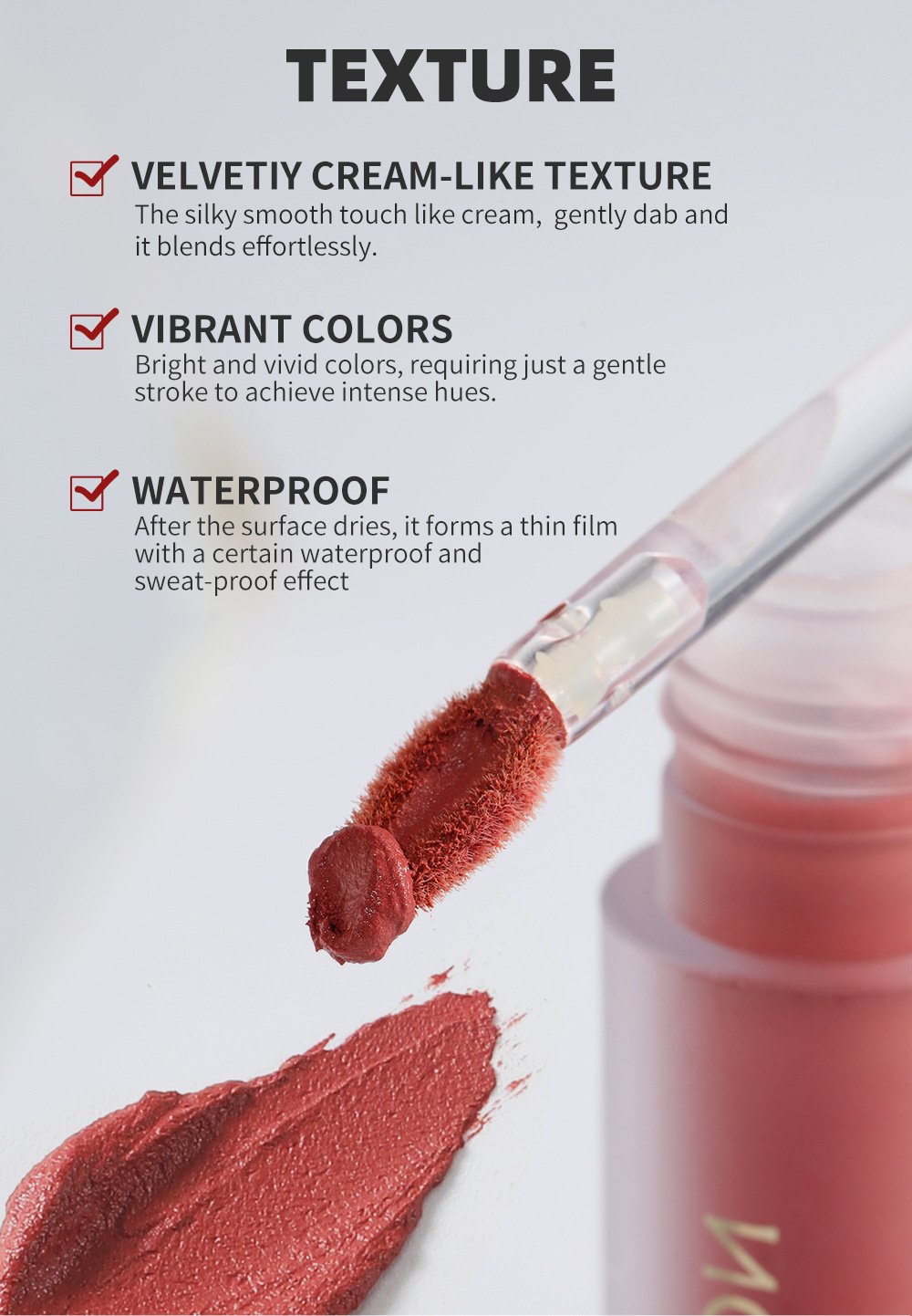 YOUNG VISION Matte lip gloss, velvet, non-stick, 6 colors available, liquid lipstick lip gloss Application Scenario