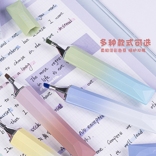 Colindamine Fluorescent Pen Soft Tip High-End Gradient Color Student Highlighter Eye-Caring Fluorescent Pen