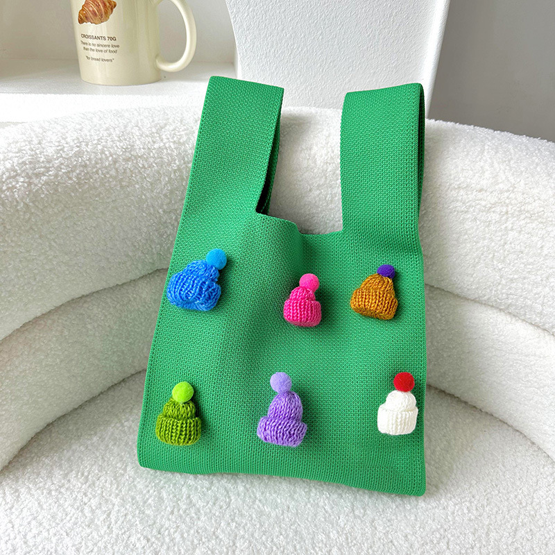 Dopamina lindo Navidad sombrero tridimensional de punto bolso de hombro estilo coreano versátil de gran capacidad bolsa de mano