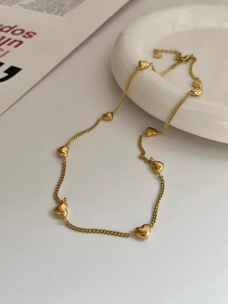 1 Piece Quantity Shopping Occasion 1 Piece Heart Shape Necklace 304 Stainless Steel Plating PVD Coated 18K Real Gold Plated Women's Basic