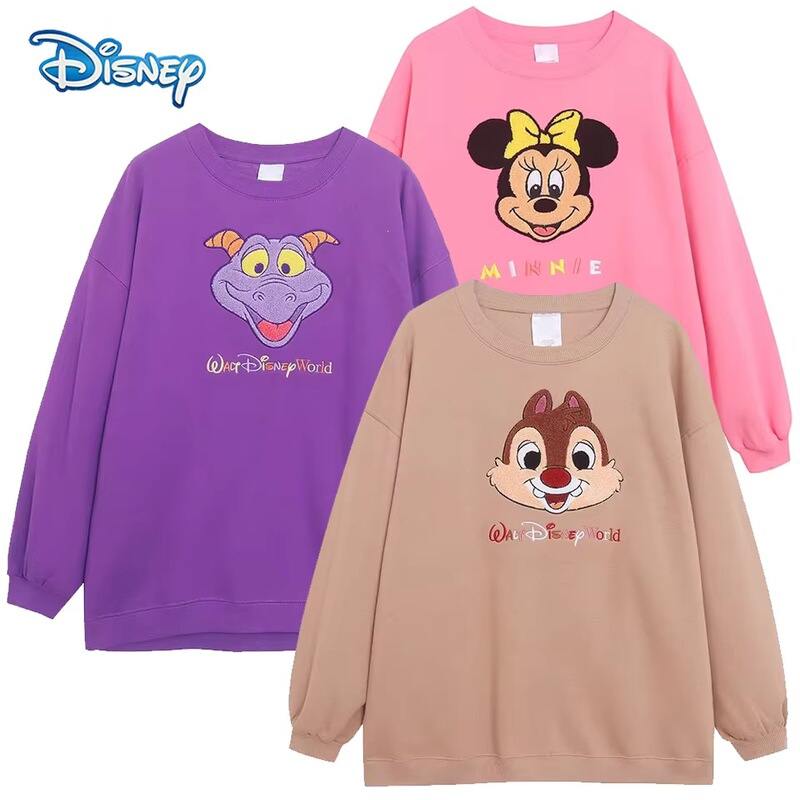 Disney World Minnie Mouse chip and Dale cartoon print embroidered wool sweatshirt for women Disney World Minnie Mouse chip and Dale cartoon print embroidered wool sweatshirt for women