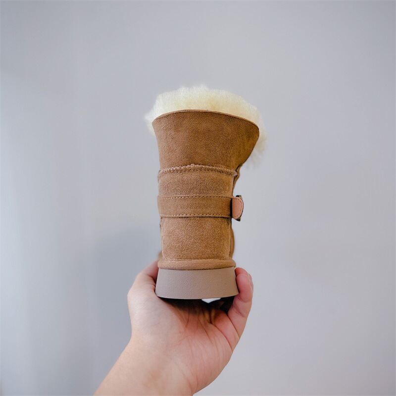 童鞋冬款儿童皮毛一体雪地靴加绒加厚保暖靴时尚两穿男女童大棉靴|undefined