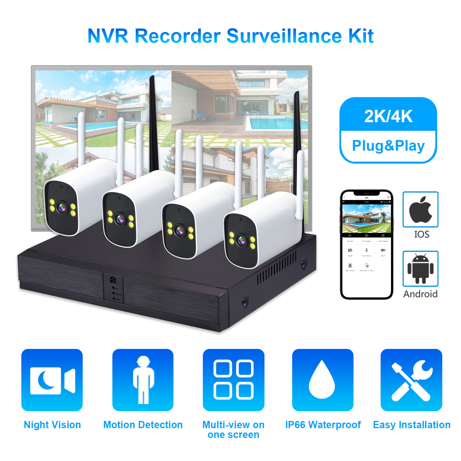 Cross-border NVR hard disk video recorder package icsee waterproof…