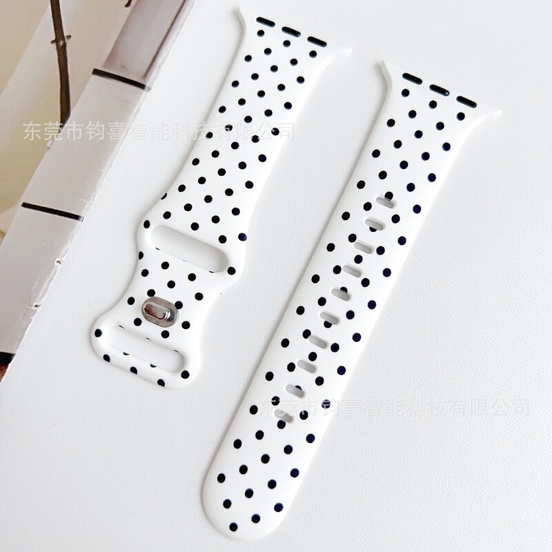 Suitable for Apple Watch Silicone Strap with Polka Dot Pattern Apple Watch Silicone Watch Strap iWatch Suitable for Apple Watch Silicone Strap with Polka Dot Pattern Apple Watch Silicone Watch Strap iWatch