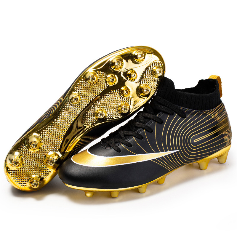 Local tyrant gold ag spike tf football shoes men's new high-top leather foot sports training shoes youth game football_voghion.com