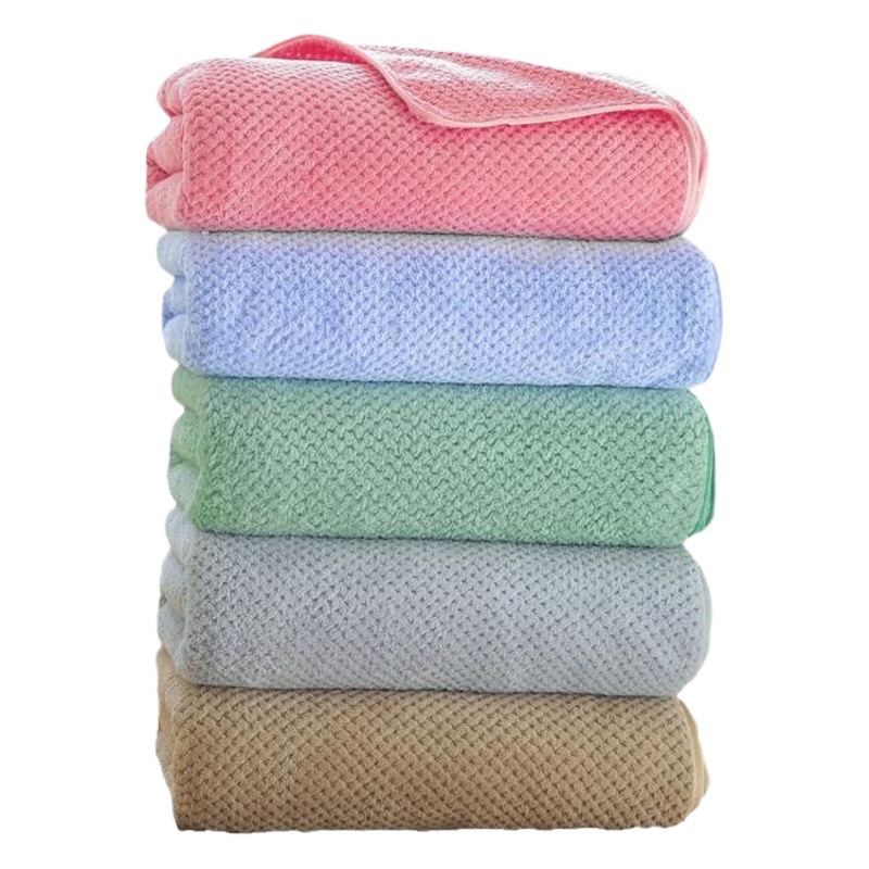 Pineapple Plaid coral fleece bath towel cotton extra large towel bath towel three-piece set quick-drying absorbent adult wrap towel beach towel
