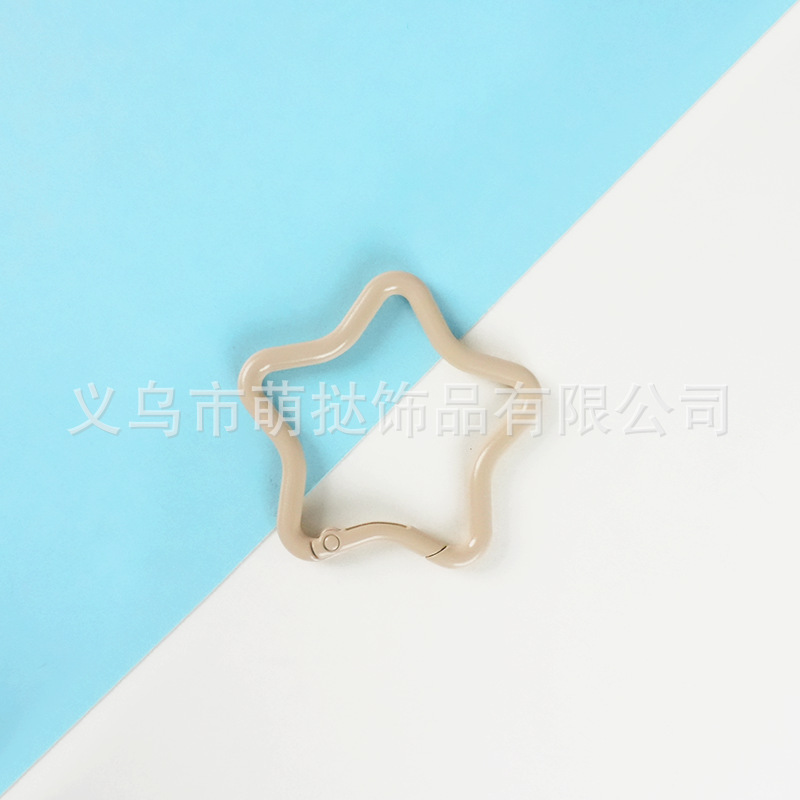 马卡龙彩色烤漆合金五角星钥匙扣糖果色背包外挂挂钩diy饰品配件|undefined
