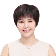 化疗假发女短发送妈妈真发发套女假发套真人发丝自然逼真发全头套
