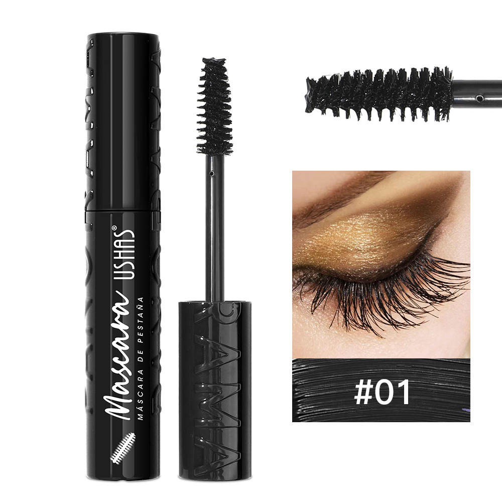 Máscara de pestañas de punto transfronterizo de USHAS europea y americana, rímel de seis colores rizado natural grueso y largo