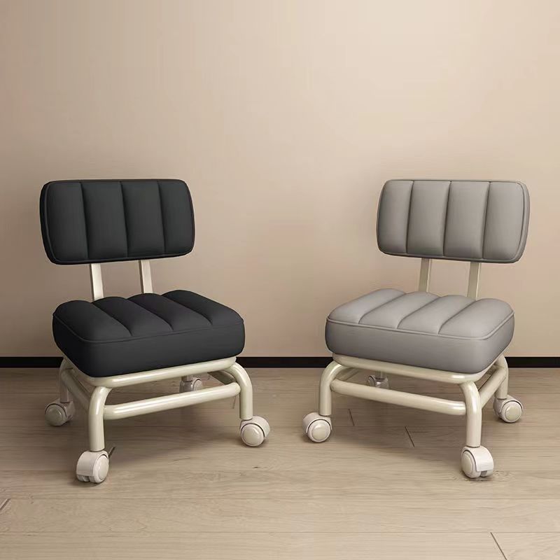 Internet-famous small stool, home-use backrest with universal wheels, modern minimalist sofa stool, seamless joint design, children’s first-step stool, wheeled low stool.