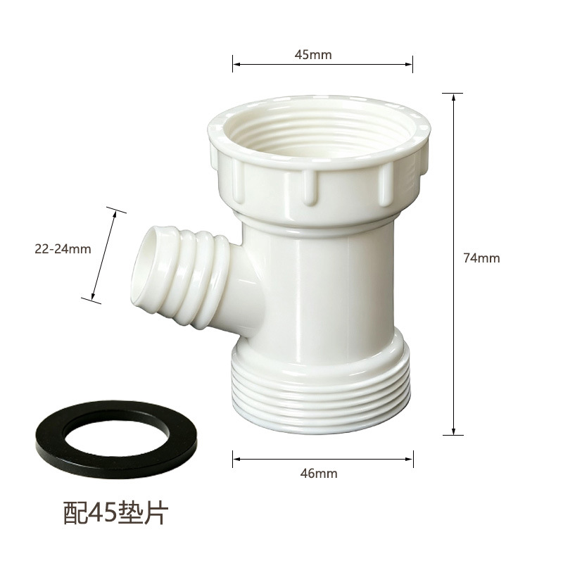 Tubería de desagüe de fregadero de un solo orificio con tres vías, tubería de desagüe de cuatro vías para fregadero de cocina, tubería de desagüe de fregadero, dispositivo de desagüe.