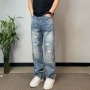 美式乞丐宽松水洗牛仔裤