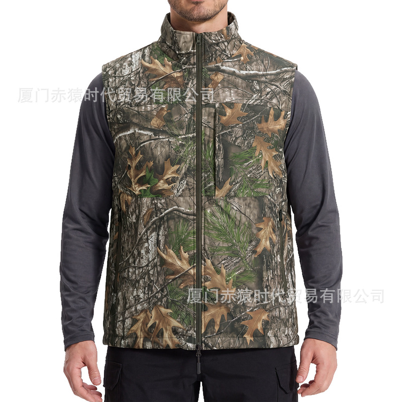Spring and Summer Thin Vest Hunting Camouflage Cardigan Zipper High Elasticity Anti-Static Wear-Resistant Jacket Men's Windproof and Waterproof M30