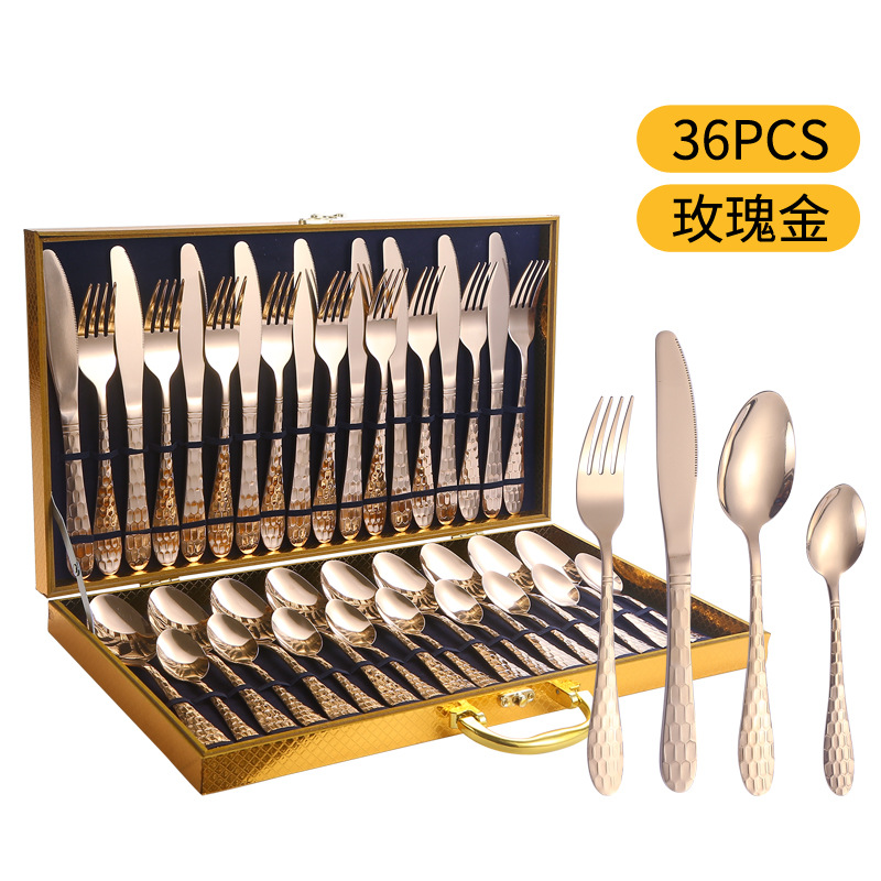 Fuente transfronteriza de cubiertos de acero inoxidable cuchillo y tenedor cuchara set cubiertos de agua set 24 / 36 / 48 piezas set caja de regalo set
