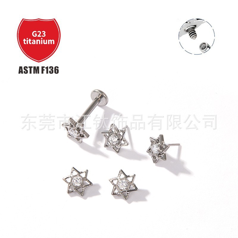 Pointed titanium steel lip stud product view