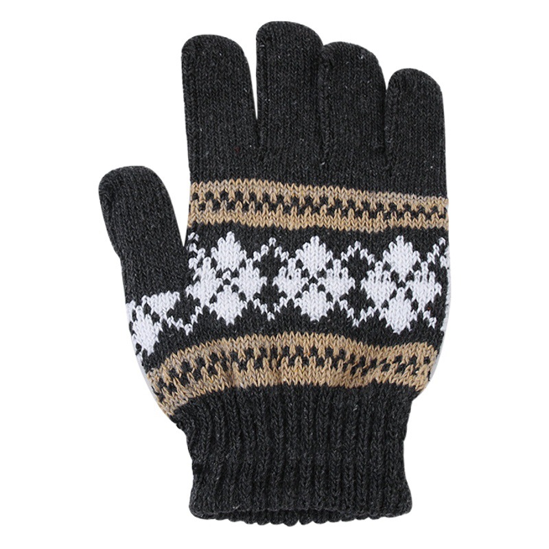 Guantes de liquidación de los hombres de otoño e invierno a prueba de frío guantes cálidos engrosados adultos versátil guantes de punto de lana de dedo completo