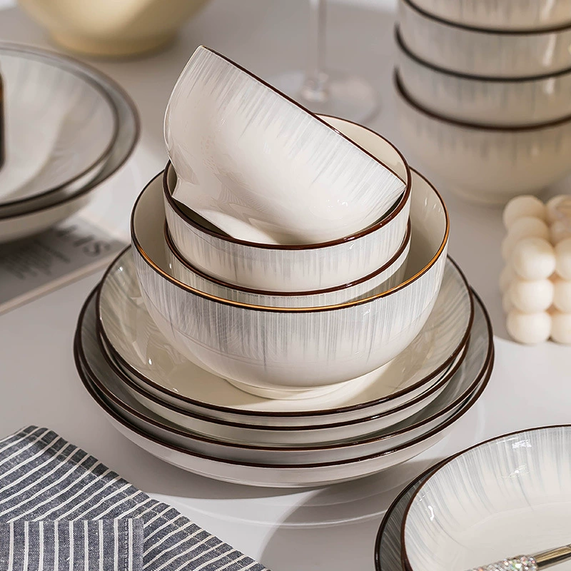 Tableware, ceramic set, modern soup bowl, simple and elegant design, full set