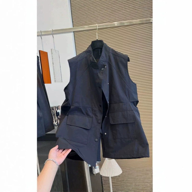 2026 Autumn New Fashion Plus Size Vest for Women, Lazy Style, Stand Collar, Single-Breasted, Waist-Cinching, Slimming, Trendy