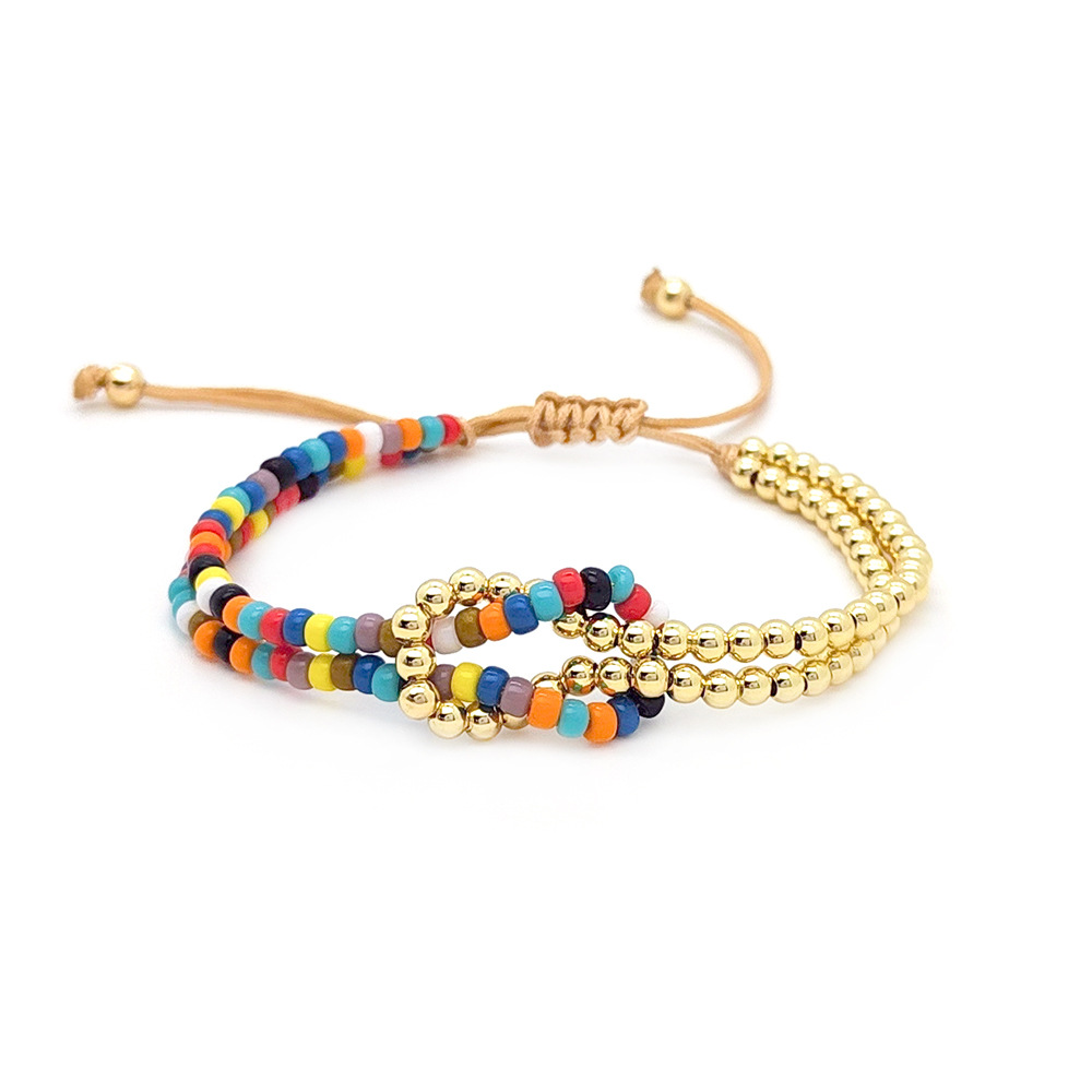 Holiday, Banquet Occasion Glass, Copper Material Casual Elegant Lady Geometric Glass Copper Beaded Chain Beaded Bracelets Wholesale