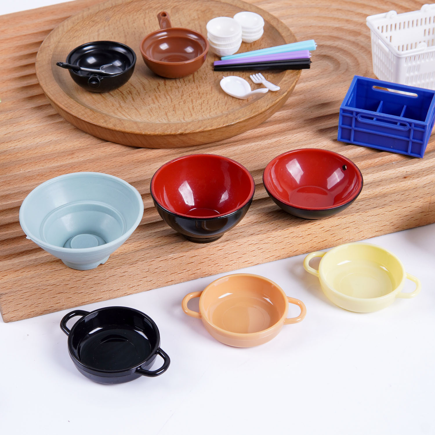 Simulación en miniatura tazón de comida y Juego Mini plato azul y blanco tazón de porcelana jugar casa cocina decoración hecha a mano accesorios de bricolaje al por mayor image 4