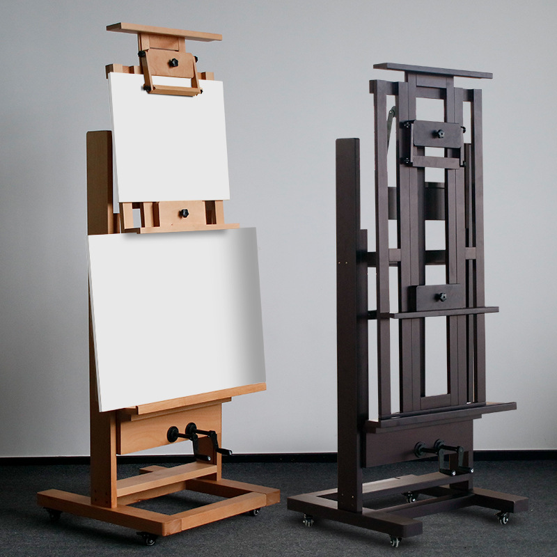 Beech Wood Large Floor Two-Handed Rocker Oil Easel Solid Wood Thickened Large Professional Adjustable Traditional Chinese Painting Display Stand