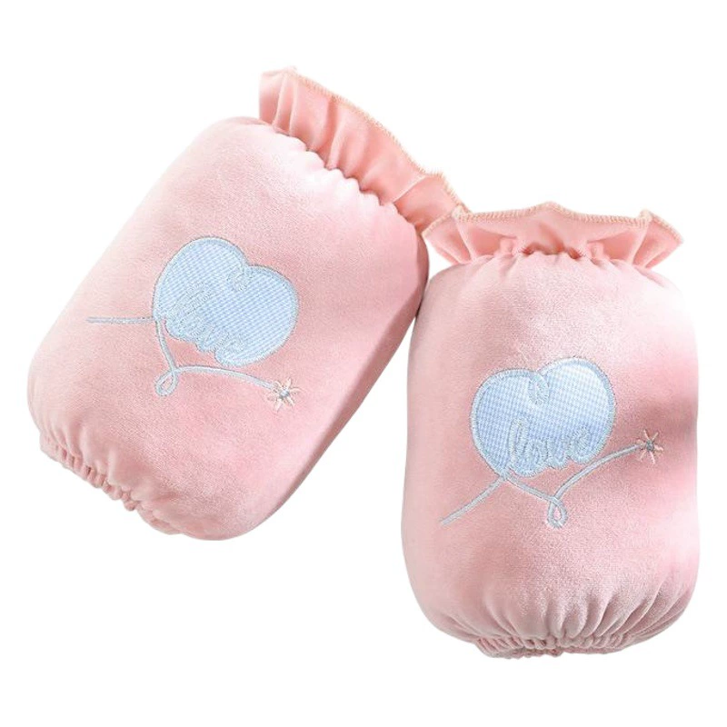 Женские зимние рукава из хрустального бархата с вышивкой в виде сердца и медведя, короткий фасон для студенток, разные цвета, рукава из мультяшного бархата.